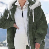 Jacket Loose Plush Zipper Hooded JacketNew Style Autumn Winter Women's Jacket Loose Plush Zipper Hooded Jacke